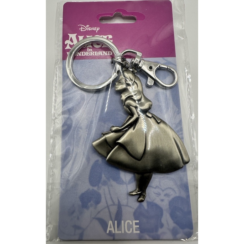 Disney Alice in Wonderland Metal Keychain Keyring Charm Monogram New